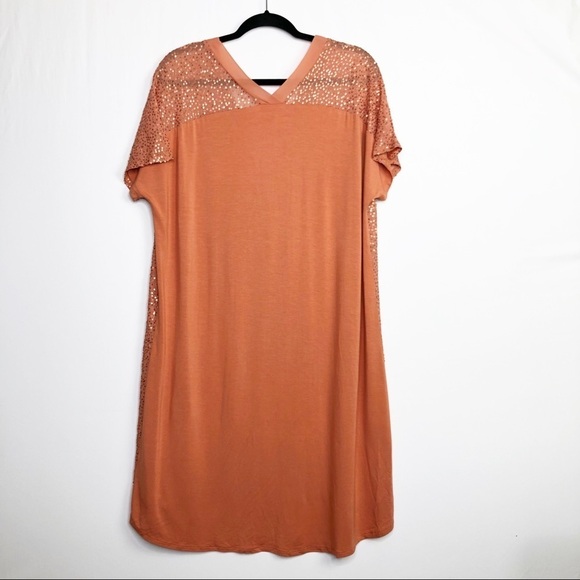 SOFT surroundings peach sequin high low hem The neck dress - Picture 2 of 13